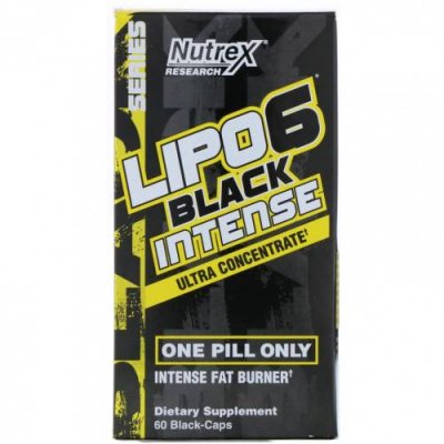 Nutrex Research, LIPO-6 Black Intense, ультраконцентрат, 60 черных капсул Диетические средства / Аптека | V4.Market