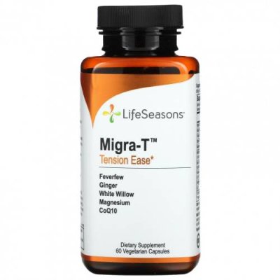 LifeSeasons, Migra-T, Tension Ease, 60 вегетарианских капсул Препараты на основе трав / Аптека | V4.Market