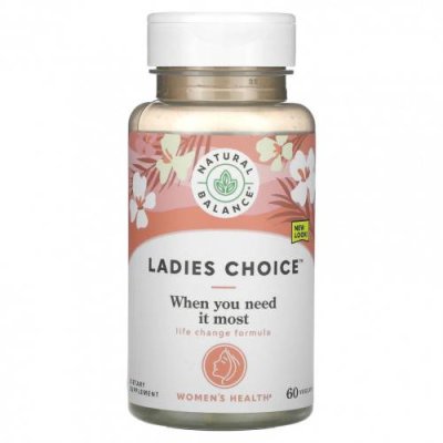 Natural Balance, Ladies Choice, формула с фитоэстрогеном для поддержки в период менопаузы, 60 вегетарианских капсул Женские гормональные средства / Аптека | V4.Market