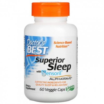 Doctor's Best, Superior Sleep с Sensoril AlphaWave, 60 растительных капсул Снотворные / Аптека | V4.Market