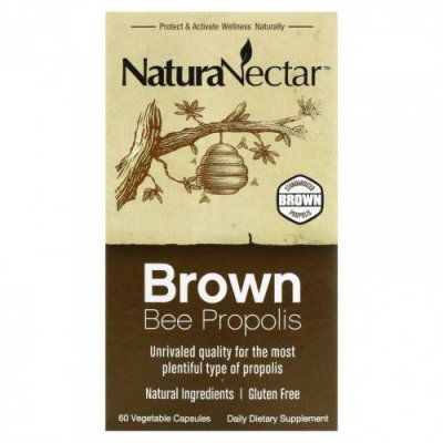 NaturaNectar, Brown Bee Propolis, 60 вегетарианских капсул Прополис / Аптека | V4.Market