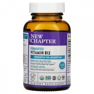 New Chapter, Fermented Vitamin B12, 60 Vegan Tablets B12 / Аптека | V4.Market