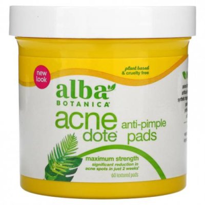 Alba Botanica, Прокладки от Acnedote от прыщей, максимальная сила действия, 60 текстурированных прокладок Маски против акне и пятен / Аптека | V4.Market