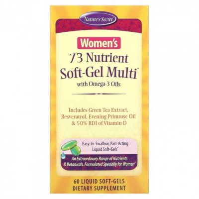 Nature's Secret, 73 Nutrient Soft-Gel Multi, мультивитамины для женщин с маслами омега-3, 60 желатиновых капсул Женские мультивитамины / Аптека | V4.Market