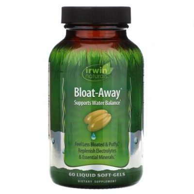 Irwin Naturals, Bloat-Away, диуретик 60 жидких гелевых капсул Средства от газообразования и вздутия / Аптека | V4.Market