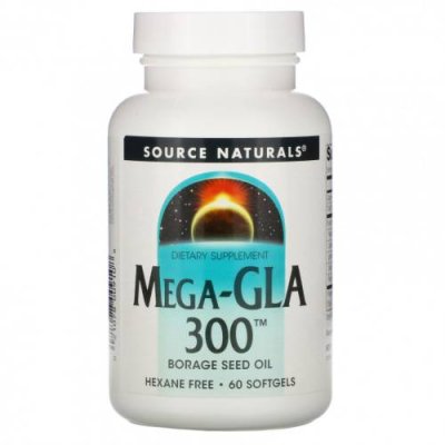 Source Naturals, Мега-GLA 300, 60 мягких капсул Масло буранчика / Аптека | V4.Market