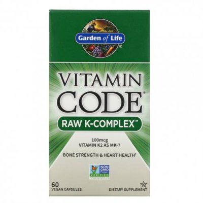 Garden of Life, Vitamin Code, Raw K-Complex, комплекс витаминов K, 60 веганских капсул Витамин К / Аптека | V4.Market