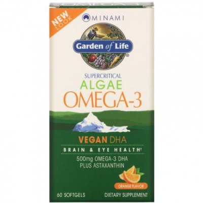 Minami Nutrition, Algae Omega-3, апельсиновый вкус, 60 мягких таблеток Омега-3 из водорослей / Аптека | V4.Market