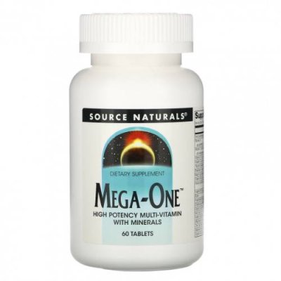 Source Naturals, Mega-One, высокоэффективный мультивитамин с минералами, 60 таблеток Мультивитамины / Аптека | V4.Market