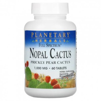 Planetary Herbals, Nopal Cactus, Full Spectrum, Prickly Pear Cactus, 1,000 mg, 60 Tablets Нопал (Колючая груша) / Аптека | V4.Market