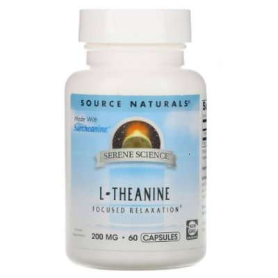 Source Naturals, Serene Science, L-теанин, 200 мг, 60 капсул L-теанин / Аптека | V4.Market