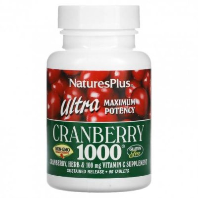 NaturesPlus, Ultra Cranberry 1000, 60 таблеток Клюква / Аптека | V4.Market