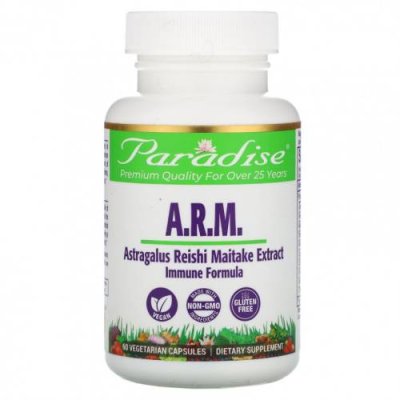 Paradise Herbs, Astragalus, Reishi Maitake Plus, 60 Vegetarian Capsules Астрагал / Аптека | V4.Market