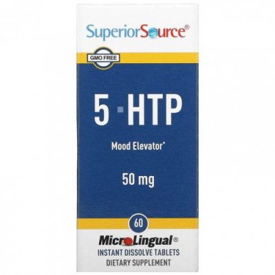 Superior Source, 5-HTP (5-гидрокситриптофан), 50 мг, 60 быстрорастворимых таблеток MicroLingual 5-HTP (гидрокситриптофан) / Аптека | V4.Market