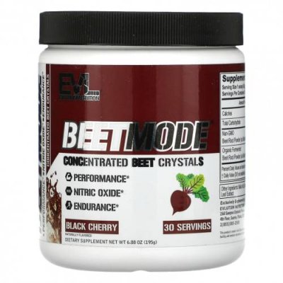 EVLution Nutrition, BeetMode, кристаллы концентрированной свеклы, черешня, 195 г (6,88 унции) Формулы с оксидом азота / Аптека | V4.Market