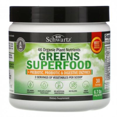 BioSchwartz, Greens Superfood, 190 г (6,7 унции) Смеси зелени и суперфудов / Аптека | V4.Market