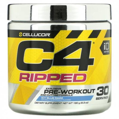 Cellucor, C4 Ripped, Explosive Pre-Workout, ледяная голубая роза, 180 г (6,3 унции) Кофеин / Аптека | V4.Market