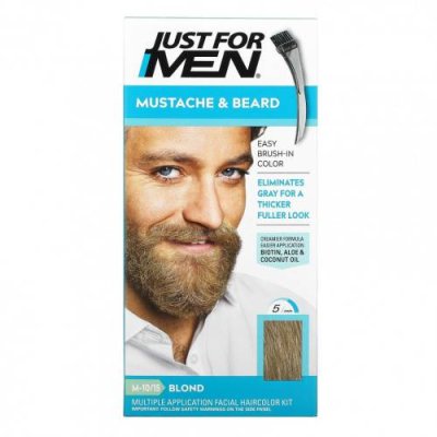 Just for Men, Mustache & Beard, гель для окрашивания усов и бороды с кисточкой в комплекте, оттенок блонд M-10/15, 2 шт. по 14 г Стойкая краска / Аптека | V4.Market