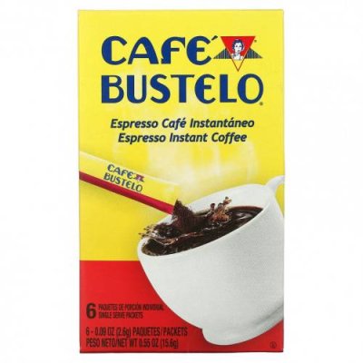 Caf? Bustelo, Растворимый кофе эспрессо, 6 пакетиков по 2,6 г (0,09 унции) Растворимый кофе / Аптека | V4.Market