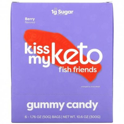 Kiss My Keto, Fish Friends Gummy Candy, Berry Flavor, 6 Bags, 1.76 oz ( 50 g) Each Леденцы / Аптека | V4.Market