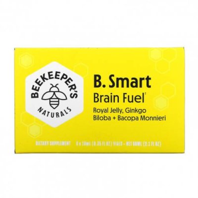 Beekeeper's Naturals, B. Smart Brain Fuel, 6 флаконов по 10 мл (0,35 жидк. унции) Маточное молочко / Аптека | V4.Market