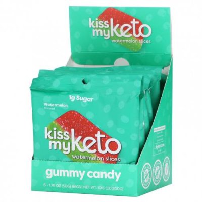 Kiss My Keto, Gummy Candy, арбуз, 6 пакетиков по 50 г (1,76 унции) Леденцы / Аптека | V4.Market