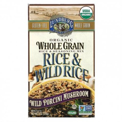 Lundberg, Органический цельнозерновой рис и смесь приправ, рис и дикий рис, дикие белые грибы, 6 унций (170 г) Рис / Аптека | V4.Market
