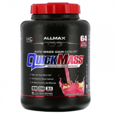 ALLMAX Nutrition, Quick Mass, катализатор быстрого набора массы, клубника-банан, 2,72 кг (6 фунтов) Гейнеры / Аптека | V4.Market