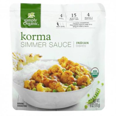 Simply Organic, Соус Корма, индийские блюда, 170 г (6 унций) Соусы и маринады / Аптека | V4.Market