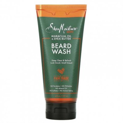 SheaMoisture, Men, Средство для мытья бороды, масло маракуйи и масло ши, 6 жидких унций (177 мл) Уход за бородой / Аптека | V4.Market