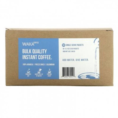 Waka Coffee, Растворимый кофе из 100% арабики, лиофилизированный колумбийский, 50 порционных пакетиков по 2,8 г (0,1 унции) Растворимый кофе / Аптека | V4.Market