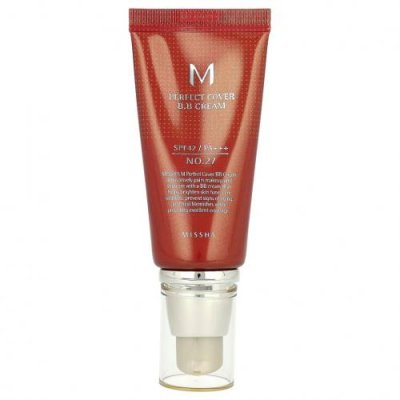 Missha, Perfect Cover BB Cream, BB-крем, SPF 42 PA+++, оттенок 27 медовый бежевый, 50 мл BB- и CC-кремы / Аптека | V4.Market