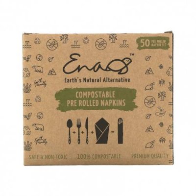 Earth's Natural Alternative, Compostable Pre Rolled Napkins with Knife, Fork and Spoon, 50 Rolls Домашняя утварь / Аптека | V4.Market