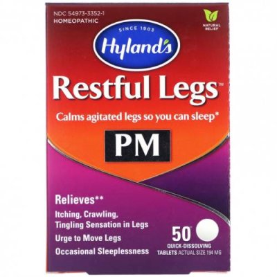 Hyland's, Restful Legs PM, 50 быстрорастворимых таблеток Натуральные препараты / Аптека | V4.Market