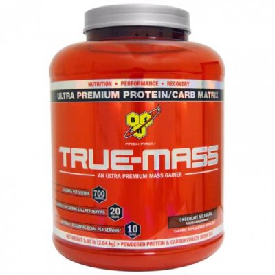 BSN, True-Mass, Ultra Premium Protein/Carb Matrix, шоколадный молочный коктейль, 2,64 кг (5,82 фунта) Гейнеры / Аптека | V4.Market