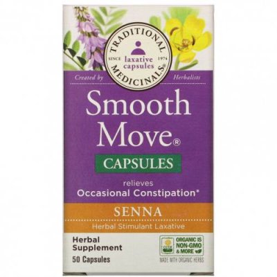 Traditional Medicinals, Smooth Move Capsules, сенна, 50 капсул Лист сенны / Аптека | V4.Market