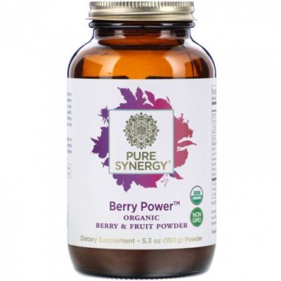 Pure Synergy, органический порошок из ягод и фруктов, Berry Power, 150 г (5,3 унции) Фруктовые смеси / Аптека | V4.Market