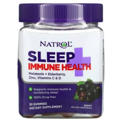 Natrol, Sleep + Immune Health, Berry, 50 жевательных таблеток Снотворные / Аптека | V4.Market