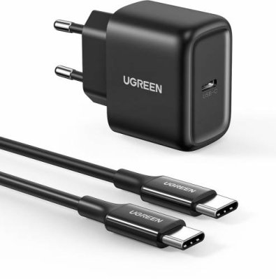 Сетевое зарядное устройство UGREEN USB-C + кабель USB-C - USB-C, PD, 25 Вт черный / Сетевые зарядные устройства | Электроника | V4.Ru: Маркетплейс