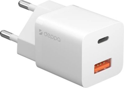 Сетевое зарядное устройство Deppa USB-C + USB-A, PD 3.0, QC 3.0, GaN, 20 Вт белый / Сетевые зарядные устройства | Электроника | V4.Ru: Маркетплейс