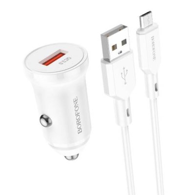 Автомобильное зарядное устройство Borofone BZ18 USB/кабель USB- Micro-USB 18W (белый) / Автомобильные аксессуары | Электроника | V4.Ru: Маркетплейс