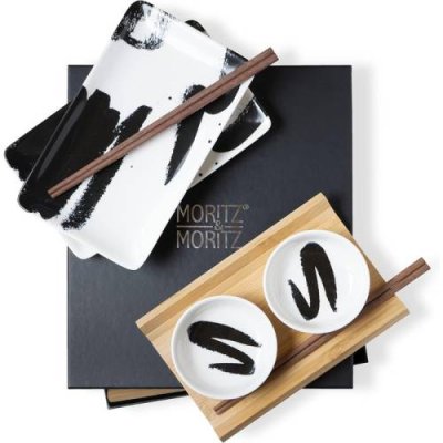 Moritz & Moritz Набор посуды для суши на 2 персоны/10 предметов Brush Stroke Black 3 Moritz & Moritz / Наборы тарелок | Товары для дома | V4.Ru: Маркетплейс