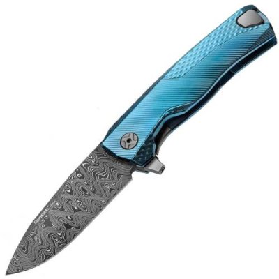 Нож складной LionSteel ROK DD BL, дамасская сталь, рукоять титан, синий / Раскладные | Товары для дома | V4.Ru: Маркетплейс