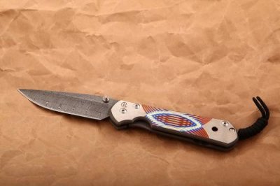 Нож складной Chris Reeve Large Sebenza, сталь дамаск с рисунком "рогожка", рукоять титан / Раскладные | Товары для дома | V4.Ru: Маркетплейс