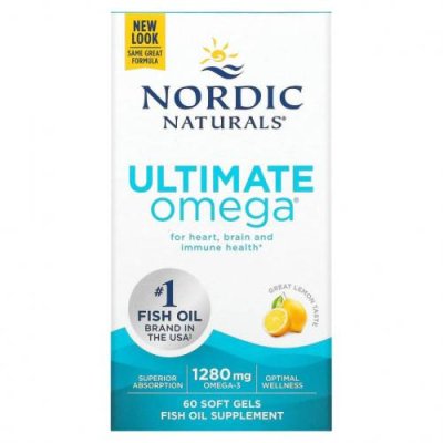 Nordic Naturals, Ultimate Omega, со вкусом лимона, 640 мг, 60 капсул / Рыбий жир омега-3 | Аптека | V4.Ru: Маркетплейс