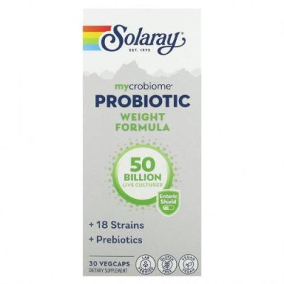 Solaray, Mycrobiome Probiotic Weight Formula, 50 млрд, 30 капсул с кишечным растительным экстрактом / Пробиотики | Аптека | V4.Ru: Маркетплейс