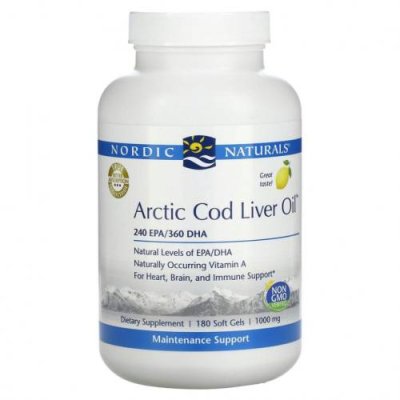 Nordic Naturals, Arctic Cod Liver Oil, жир печени арктической трески, с лимонным вкусом, 1000 мг, 180 мягких таблеток / Масло печени трески | Аптека | V4.Ru: Маркетплейс