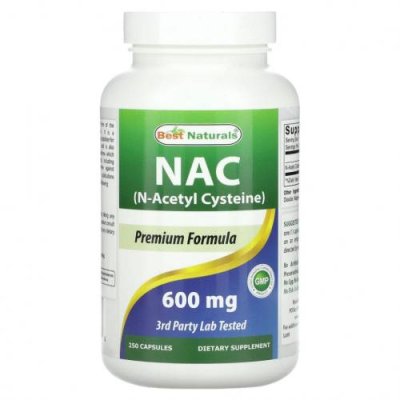 Best Naturals, NAC, 600 мг, 250 капсул / N-ацетилцистеин | Аптека | V4.Ru: Маркетплейс