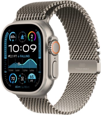 Apple Watch Ultra 2 (2024) GPS + Cellular, 49 мм, корпус из титана, ремешок Titanium Milanese Loop (M) цвета natural titanium (титан) / Watch Ultra 2 | Электроника | V4.Ru: Маркетплейс