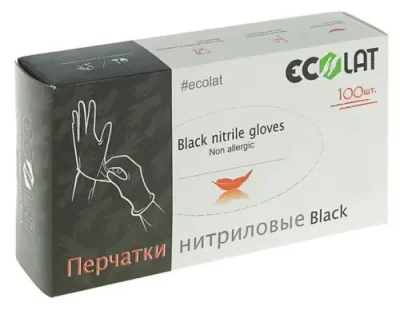 ECOLAT Перчатки нитриловые, черные, размер M / Black EcoLat 100 шт / Перчатки | Товары для красоты | V4.Ru: Маркетплейс